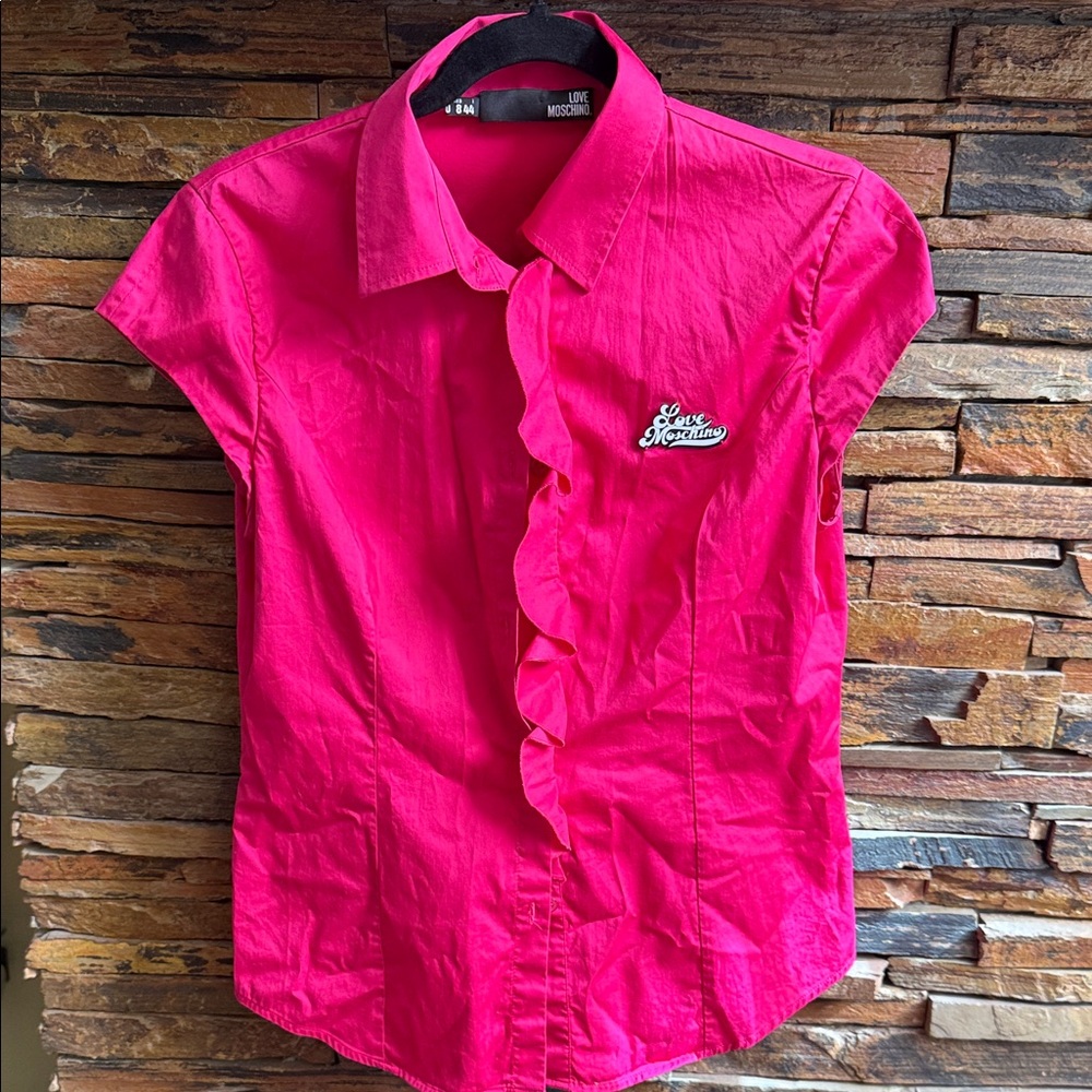 Love Moschino Fuchsia Ruffle Shirt